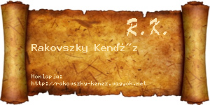 Rakovszky Kenéz névjegykártya